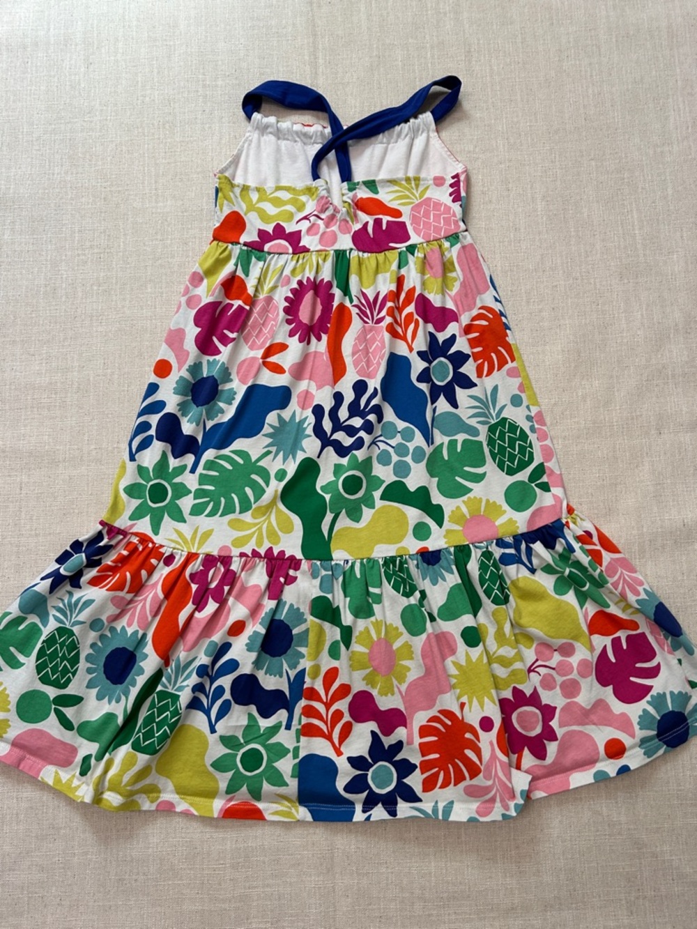 Mini Boden Dress Kids 8/9 Tropical Floral Summer Tiered Vibrant Crossback Beach - Picture 13 of 14